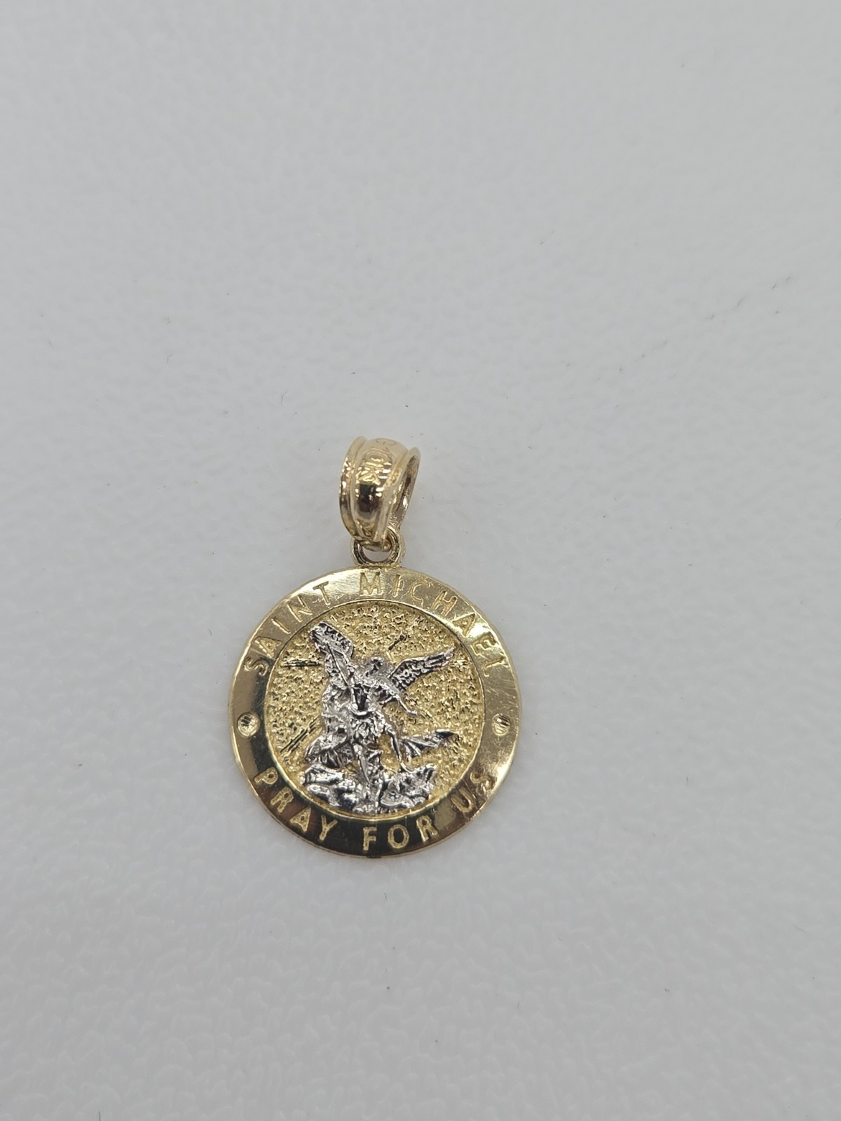 10kt Saint Michael Gold Pendant Real Gold Bail fit Up To 2mm Brand New 1.2 Grm
