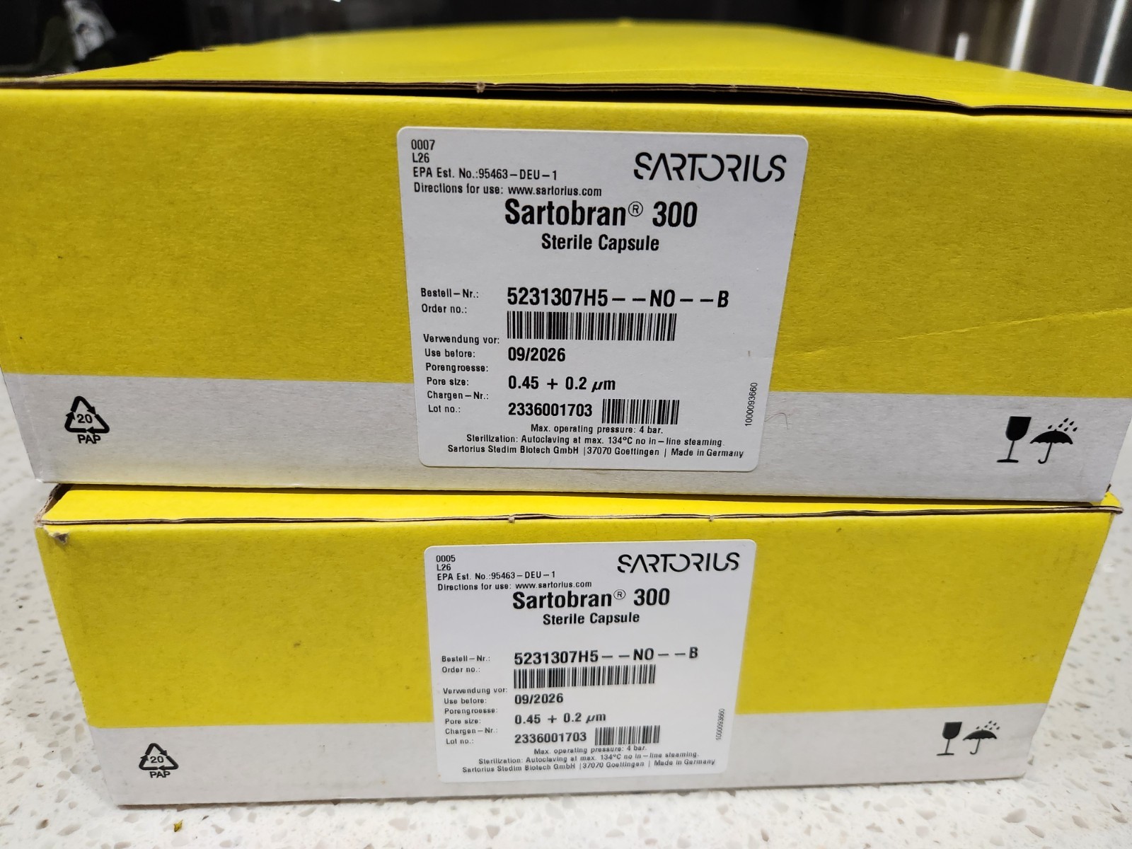 Sartorius 5231307H5--00--B Sartobran 300 Sterile Capsule 0.45 + 0.2µm (4 Caps) Sartorius 5231307H5--00--B Sartobran 300 Sterile Capsule 0.45 + 0.2µm (4 Caps)