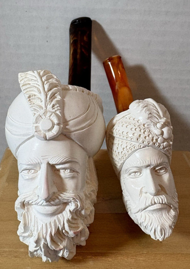 Two Sultan Meerschaum Pipes - 1 New / 1 Used Once -- Both in Excellent Condition