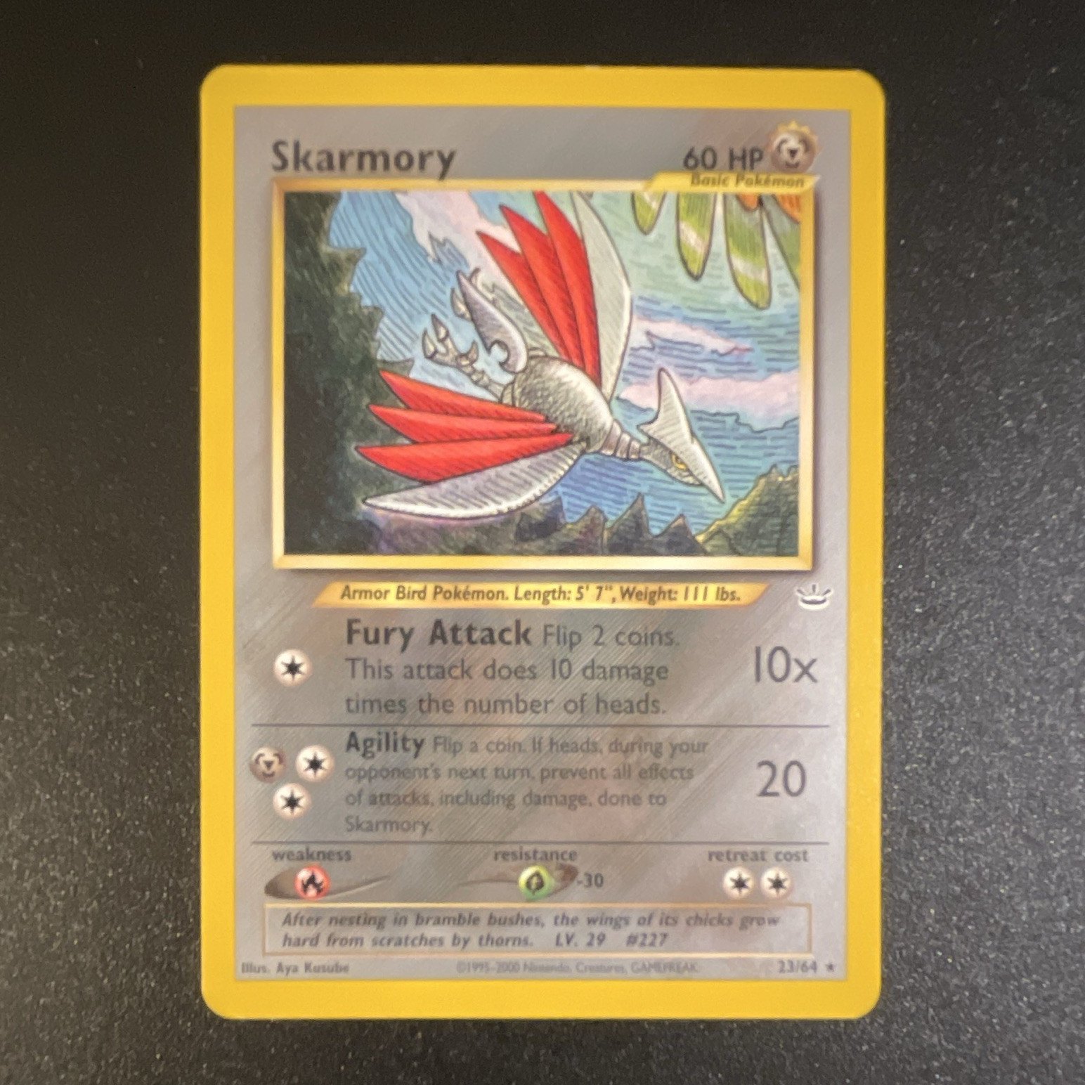 Pokémon TCG Skarmory Neo Genesis 23/64 Unlimited Rare Regular 2000 Pokémon TCG Skarmory Neo Genesis 23/64 Unlimited Rare Regular 2000