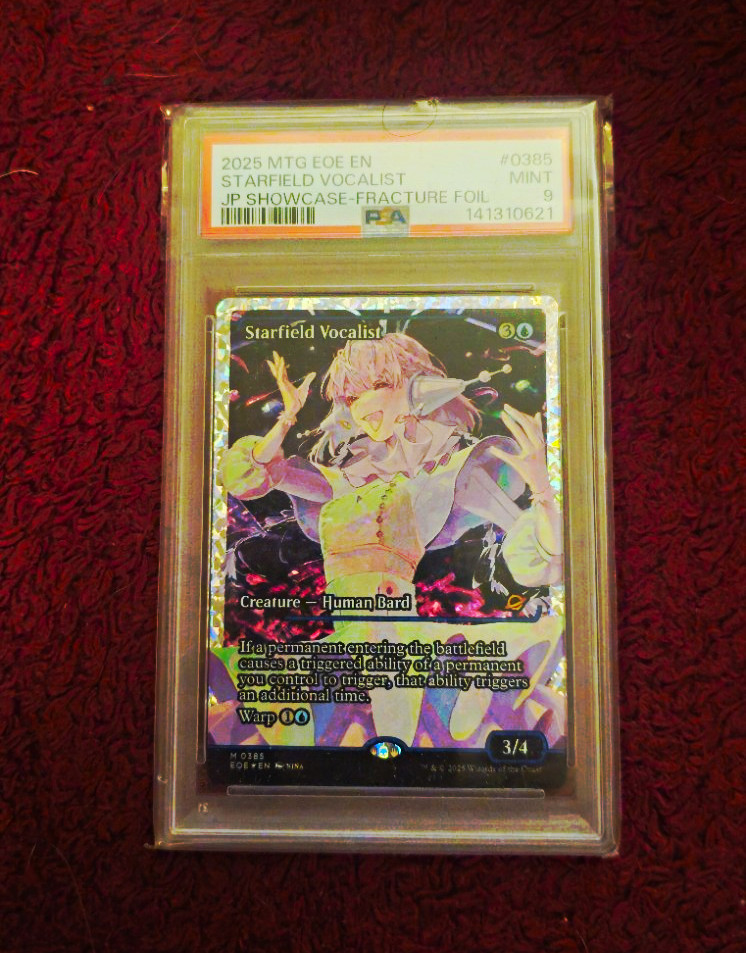 PSA 9 Starfield Vocalist #385 Edge of Eternities Showcase Foil PSA 9 Starfield Vocalist #385 Edge of Eternities Showcase Foil