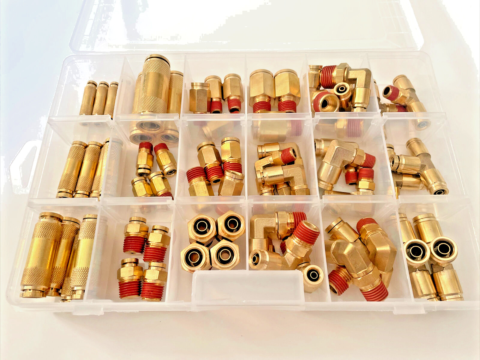 Brass D.O.T Push in Air Brake Fittings 62pcs -SWIVEL Elbow Fittings-MADE IN USA