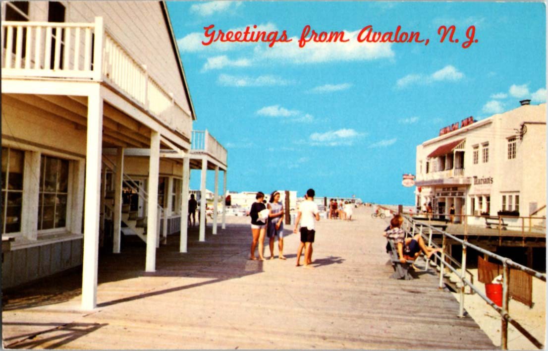 Avalon NJ postcard BOARDWALK SCENE s/21 BD1911