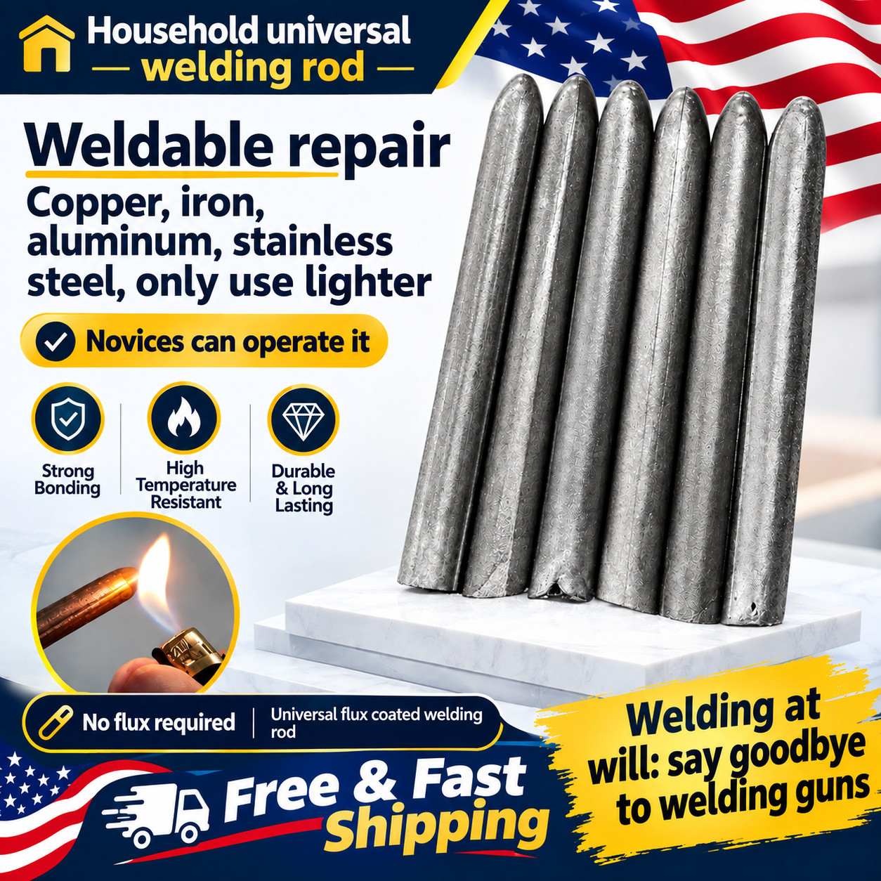 Tandefio 6 Pcs Universal Welding Rods Low Temp Easy Melt Metal Repair