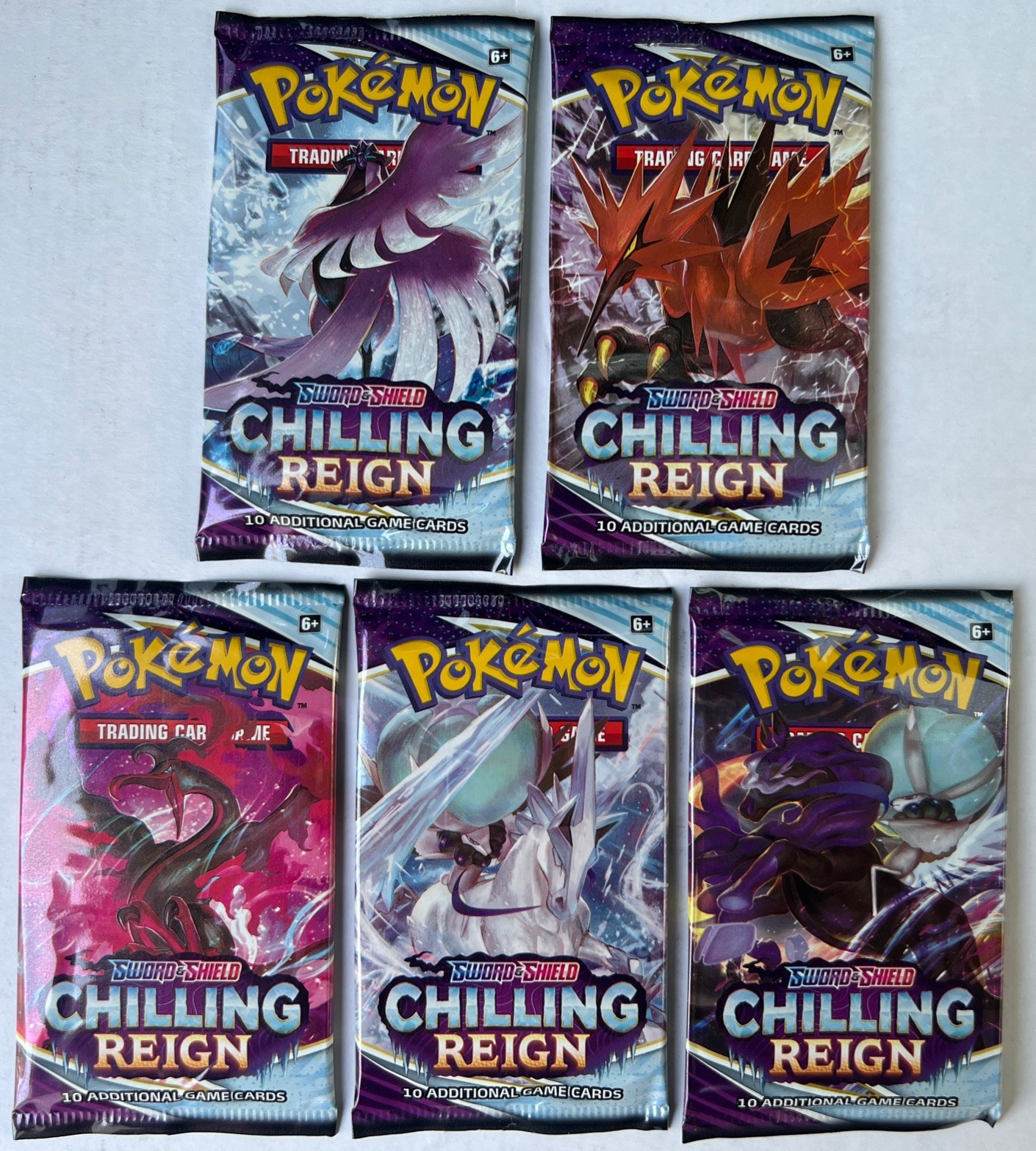 Chilling Reign Pokemon Booster Pack x 5 (Complete Pack Art Set)
