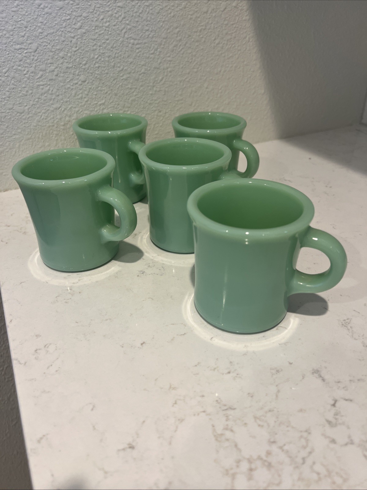 Vintage Fire-King Jadeite C Handle Restaurant Ware Coffee Mug Set Of 5