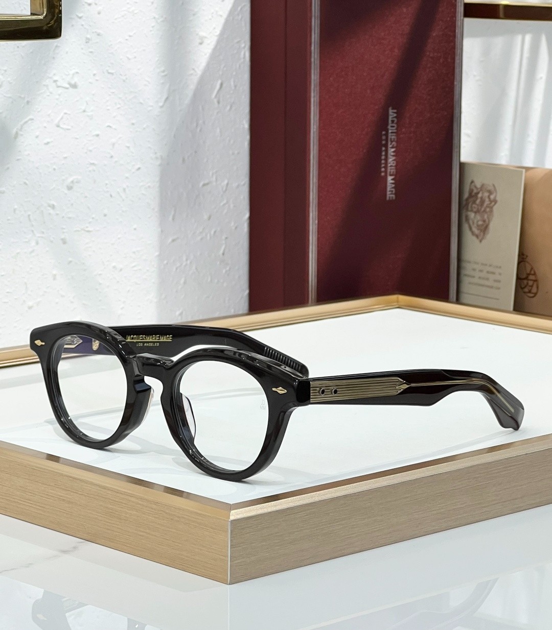JACQUES MARIE MAGE CLEMENS Eyeglasses Frame 46□25-146 Round Black Thick Acetate