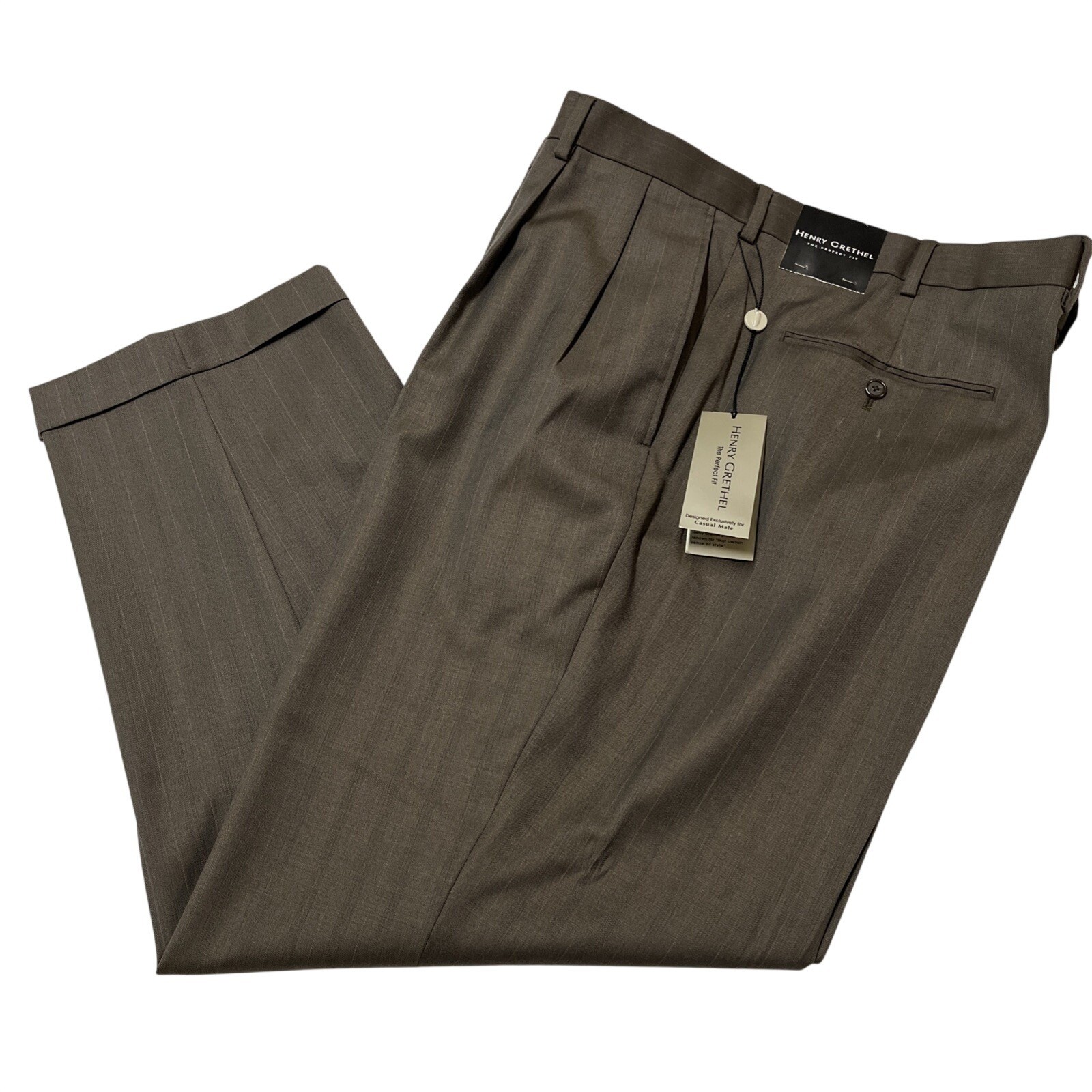 Henry Grethel The Perfect Fit Pant Trouser Brown Multi Stripe Wool Blend 44/30