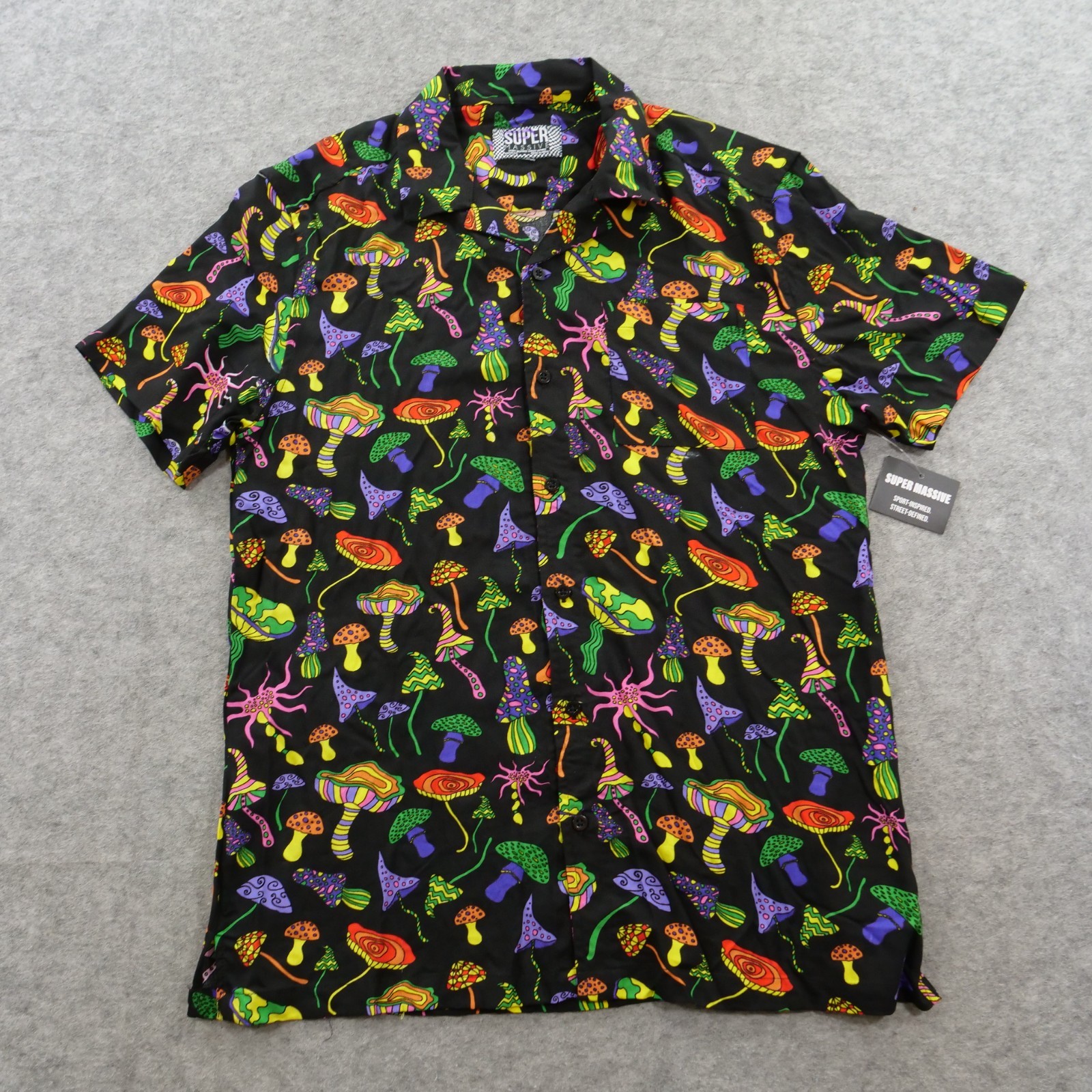 Super Massive Shirt Mens Medium Black Mushroom Psychedelic Short Sleeve New