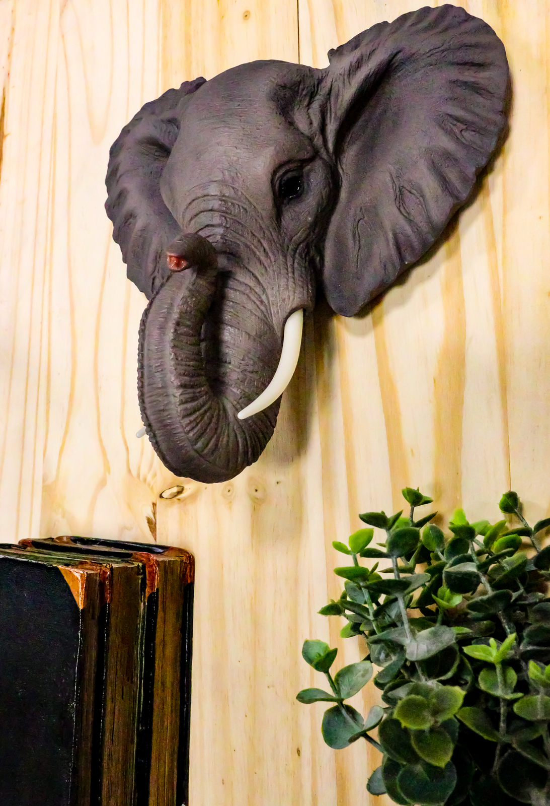 Ebros Safari African Bush Elephant Wall Bust Sculpture 9\
