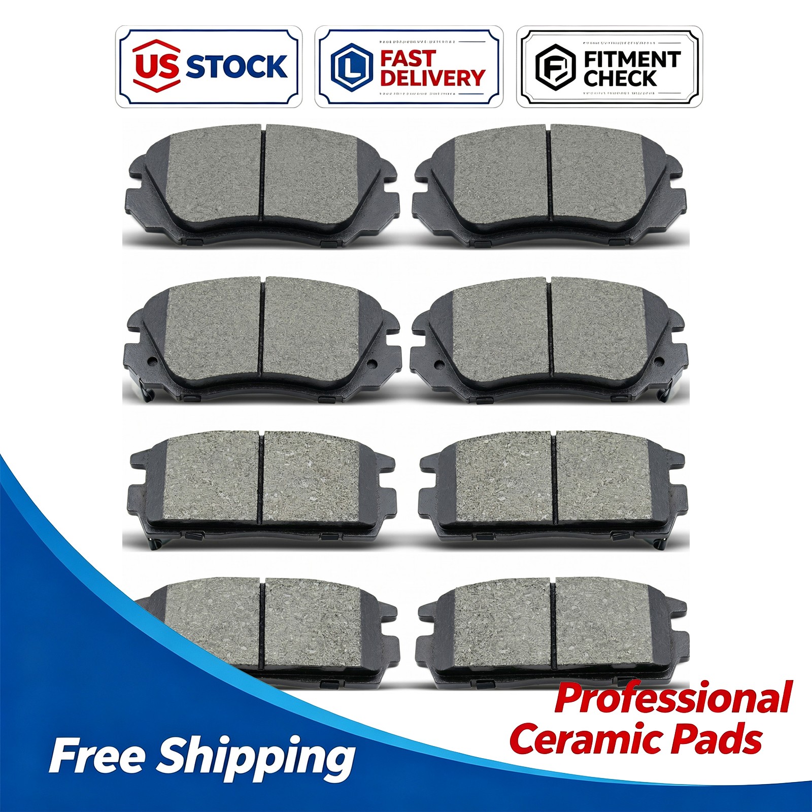 Front Rear Ceramic Brake Pads for 2010-2017 Chevrolet Equinox All Models