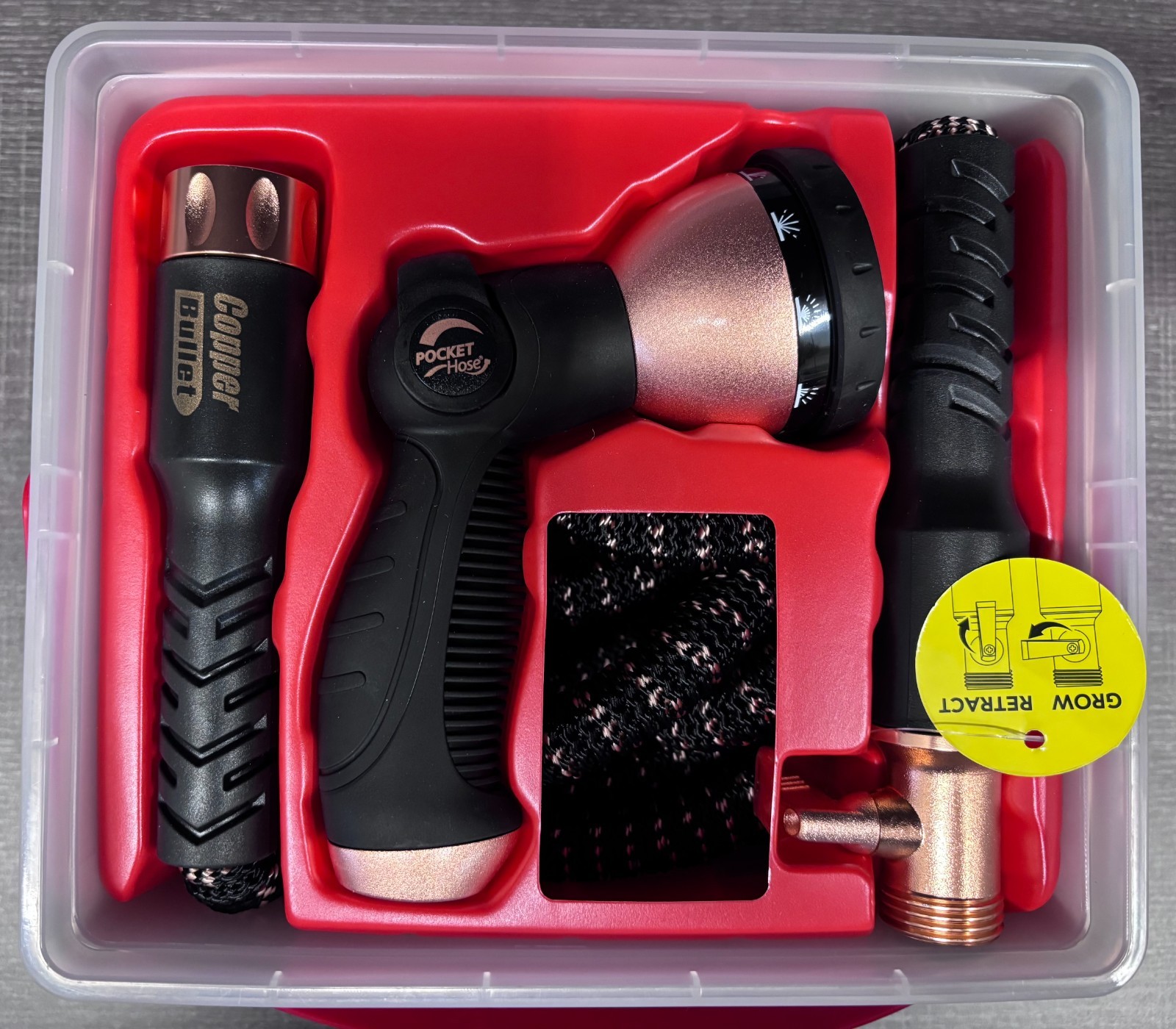 As Seen on TV 50' Pocket Hose Copper Bullet Thumb Spray Nozzle Expandable Hose As Seen on TV 50' Pocket Hose Copper Bullet Thumb Spray Nozzle Expandable Hose