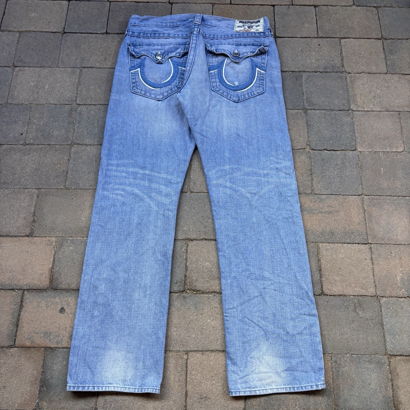 Vintage True Religion Men’s Straight Leg Jeans Made in USA Size 36 Blue Stitch Vintage True Religion Men’s Straight Leg Jeans Made in USA Size 36 Blue Stitch