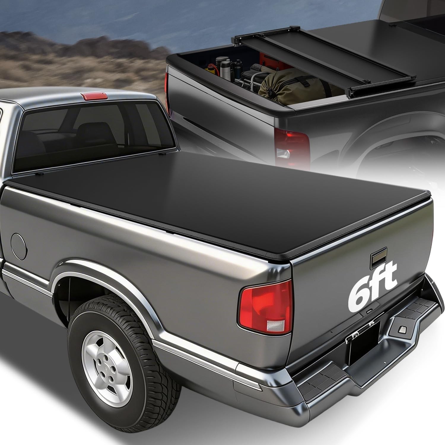 Soft Tri-Fold Tonneau Cover for 1994-2004 Chevy S10 Sonoma 6FT Truck Bed Cover