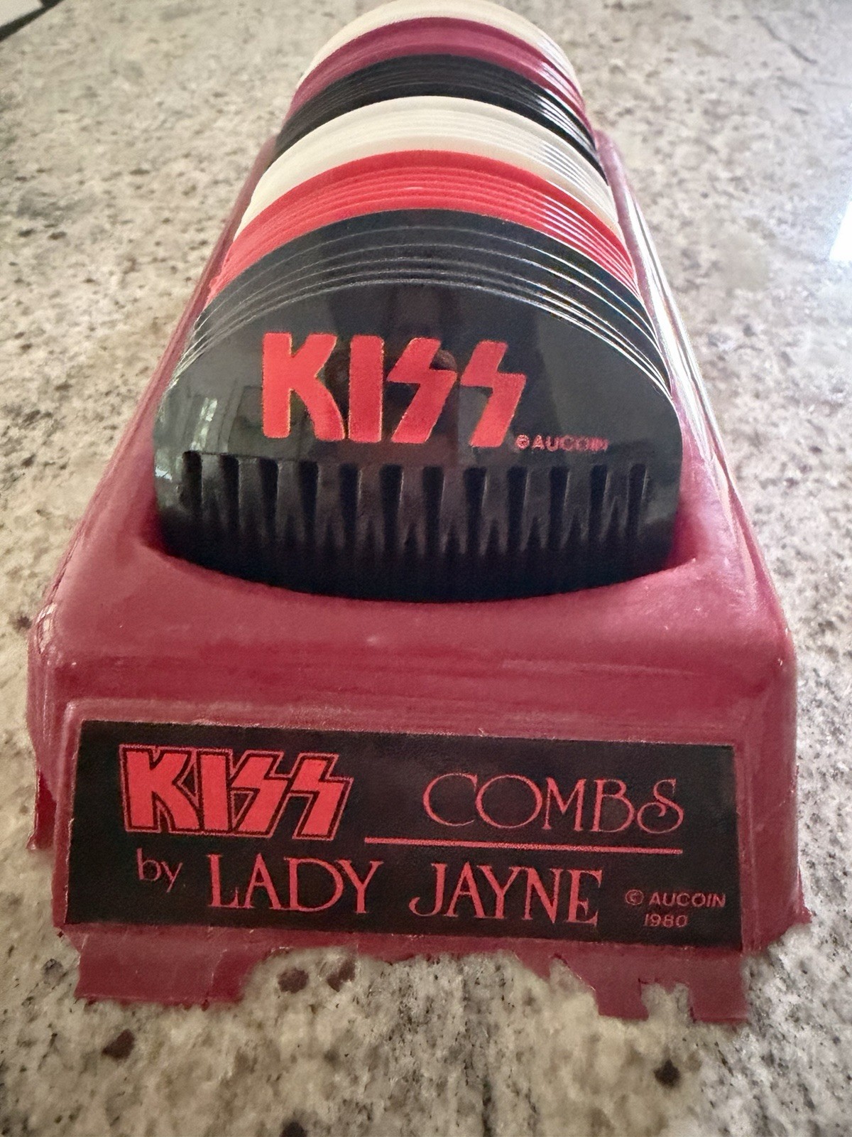 KISS 1980 AUSTRALIA LADY JAYNE COMB SET AND DISPLAY TRAY AUCOIN VINTAGE RARE