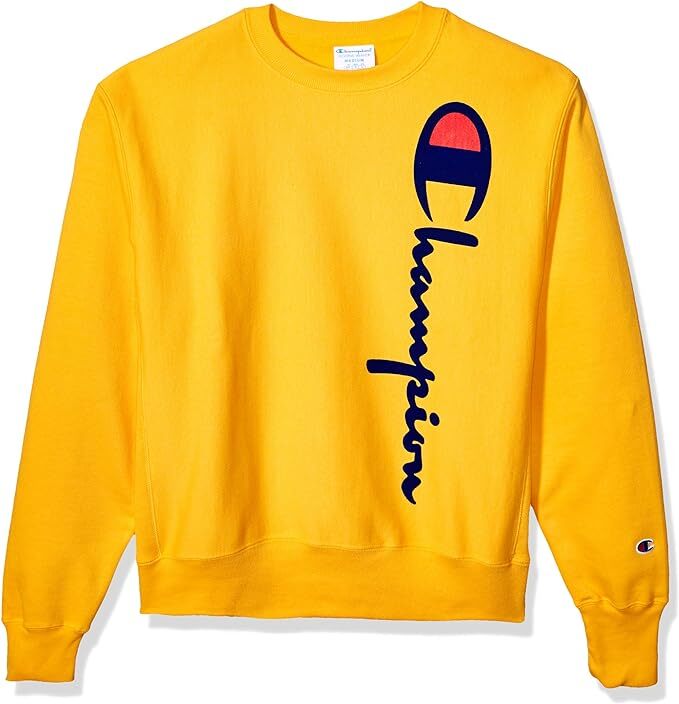 Champion Men's Reverse Weave Crewneck Oversized Flock Sweatshirt GF70 Loose Fit Champion Men's Reverse Weave Crewneck Oversized Flock Sweatshirt GF70 Loose Fit