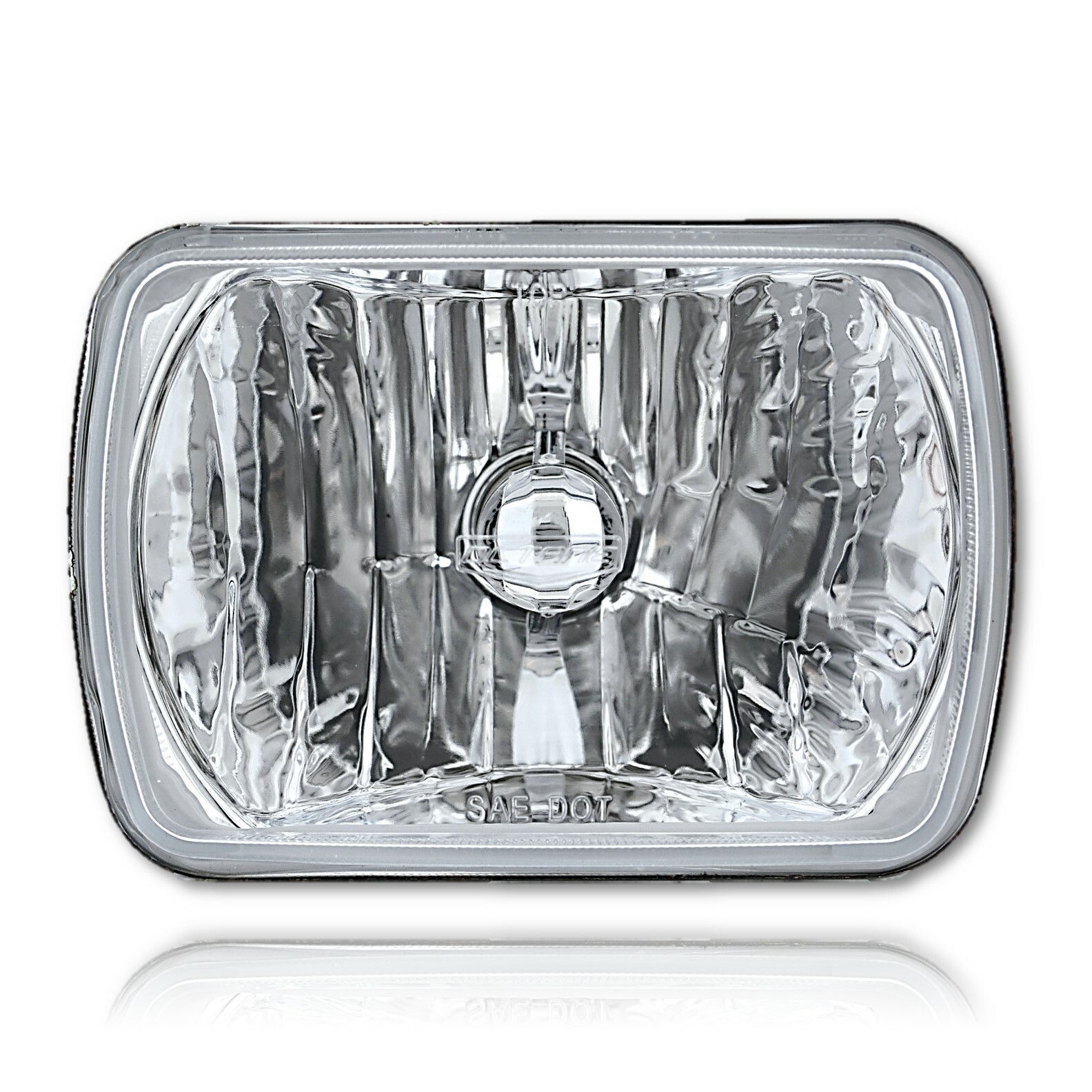 7X6 Crystal Clear Glass Lens Metal Headlight H4 Halogen Light Bulb Headlamp EACH