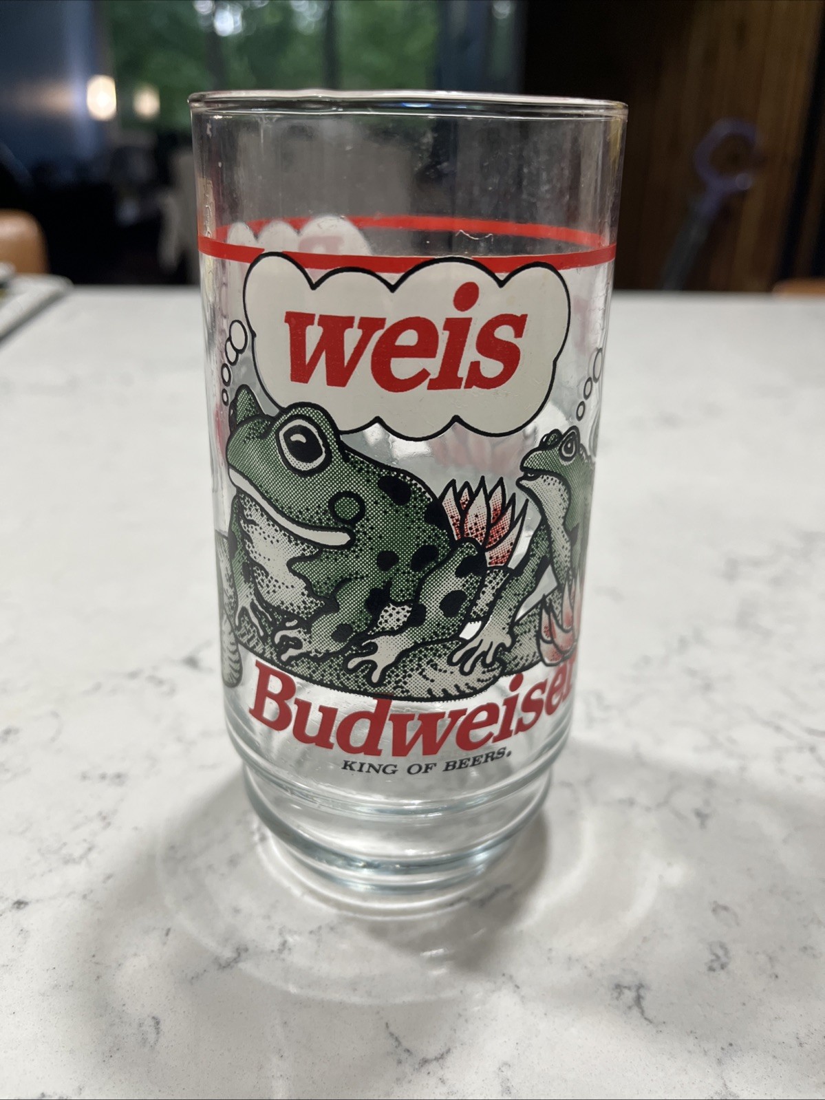 Budweiser King of Beers Frog & Lilies 16oz Glass Tumbler 1995 Anheuser Busch VTG