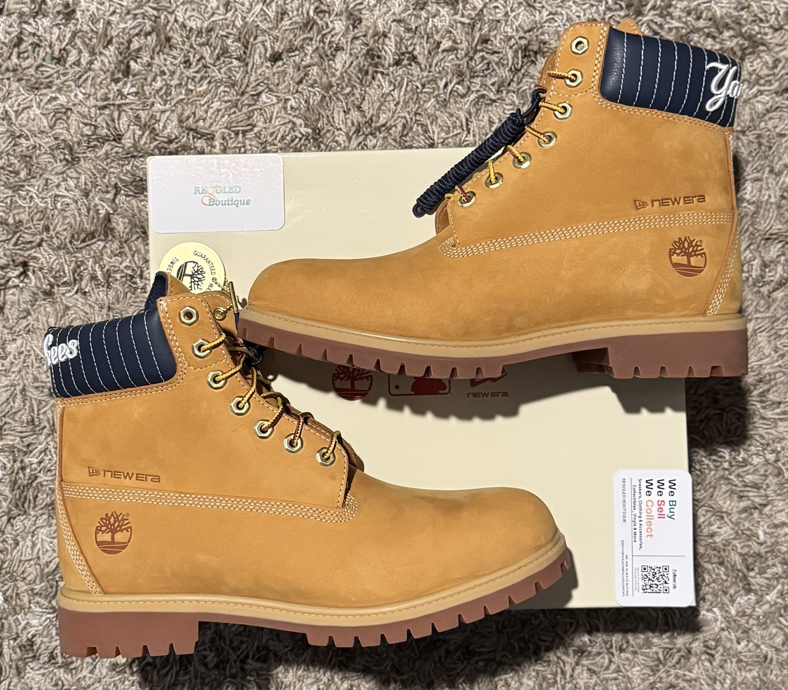 Men\'s Timberland x New Era NY Yankees 6” Waterproof Boots Wheat Nubuck Size 11 M