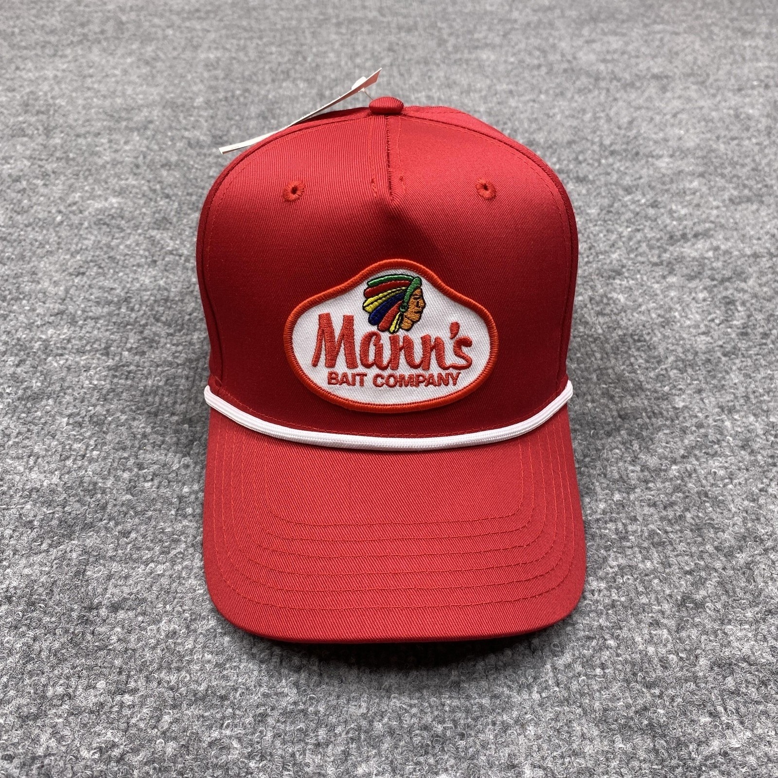 Mann\'s Bait Company Hat Cap Snap Back Mens One Size Red Patch Adjustable Fishing