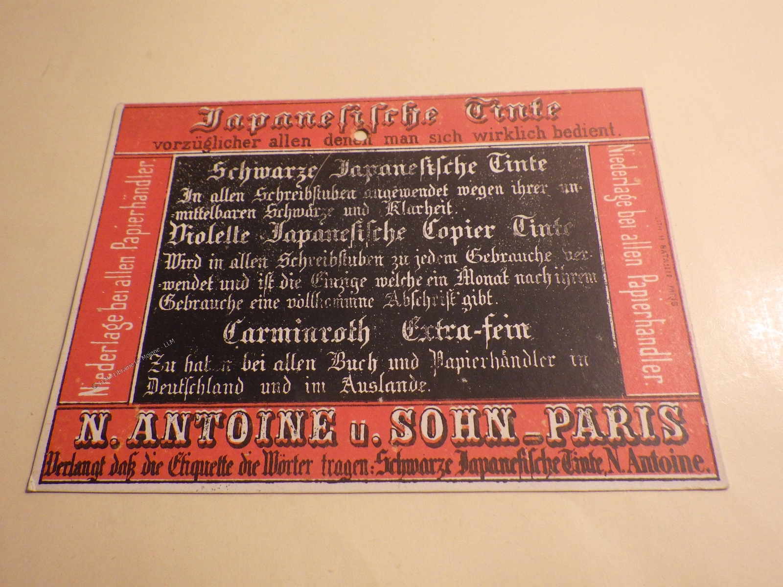1890. Antoine ink advertising.