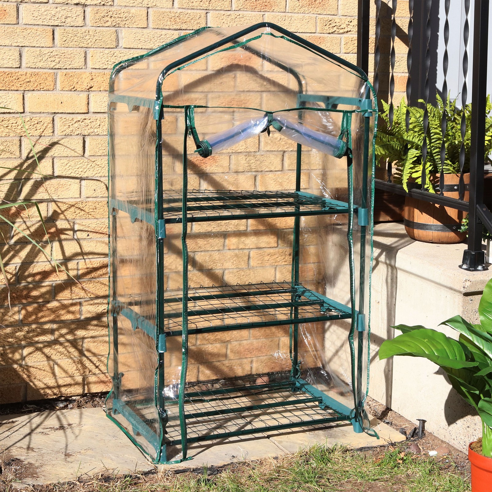 Outdoor Portable 3-Tier Mini Greenhouse - Clear by Sunnydaze