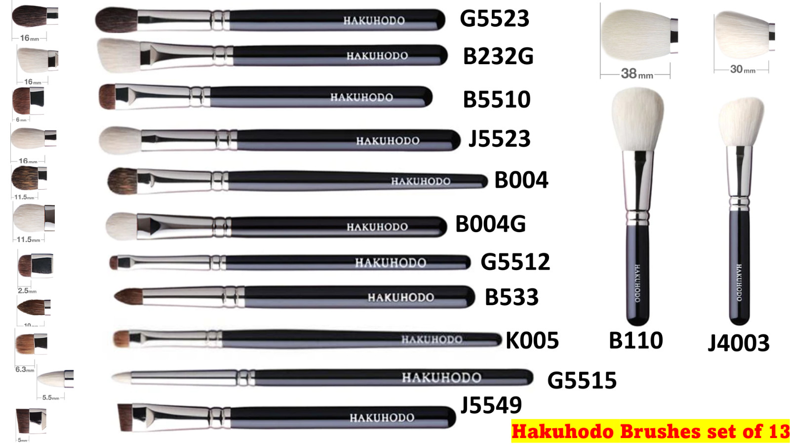 Hakuhodo 13 PCS Hand-Crafted Makeup Brushes - Offers Welcome