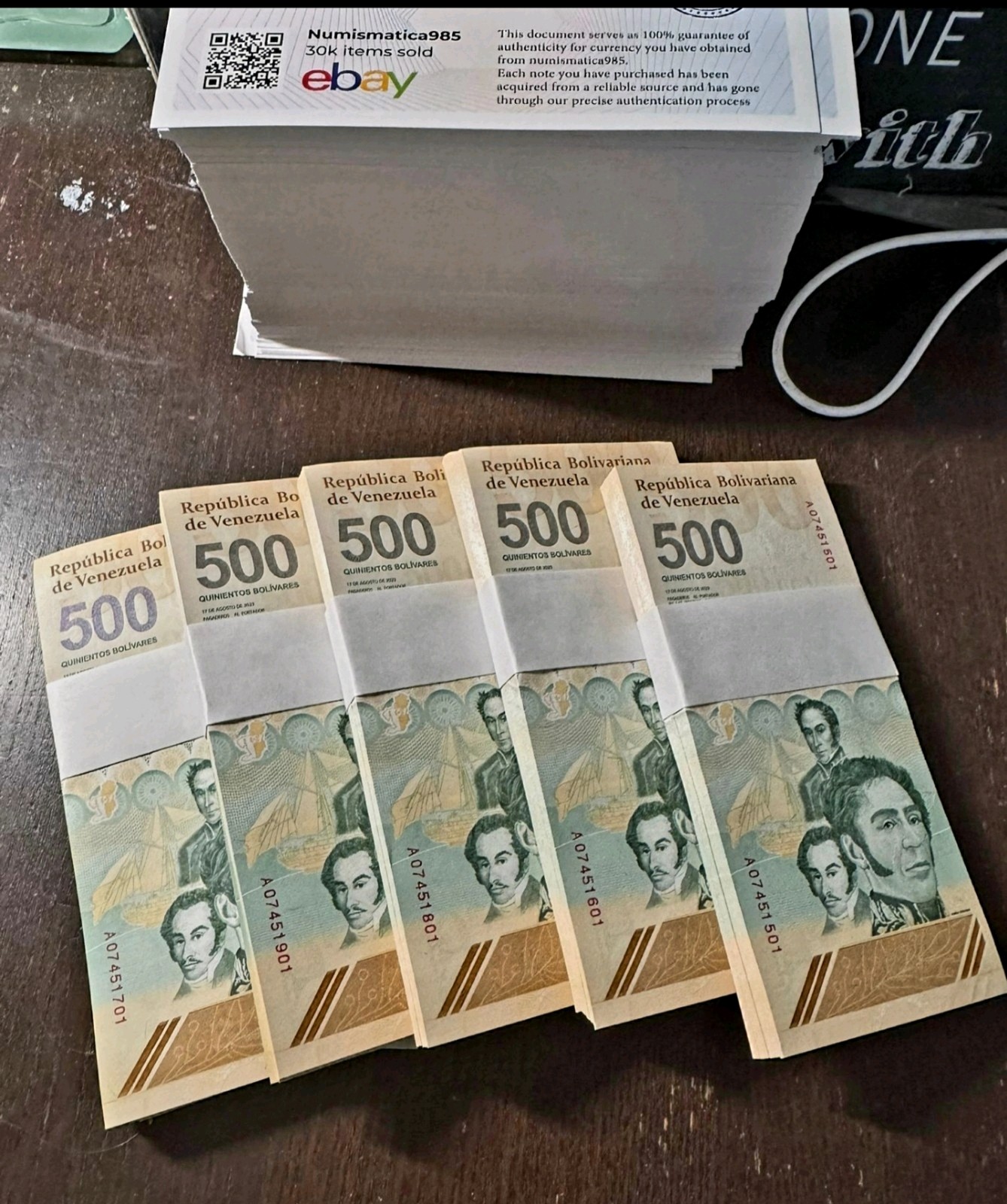 20 Pcs VENEZUELA 500 DIGITALES 2023 New   500 Million Bolívares – W/COA.