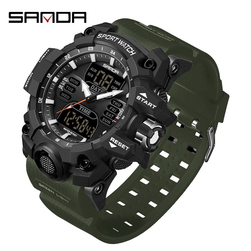 Men Military Sports Watch Waterproof Dual Display Digital Quartz Alarm LED Watch Men Military Sports Watch Waterproof Dual Display Digital Quartz Alarm LED Watch