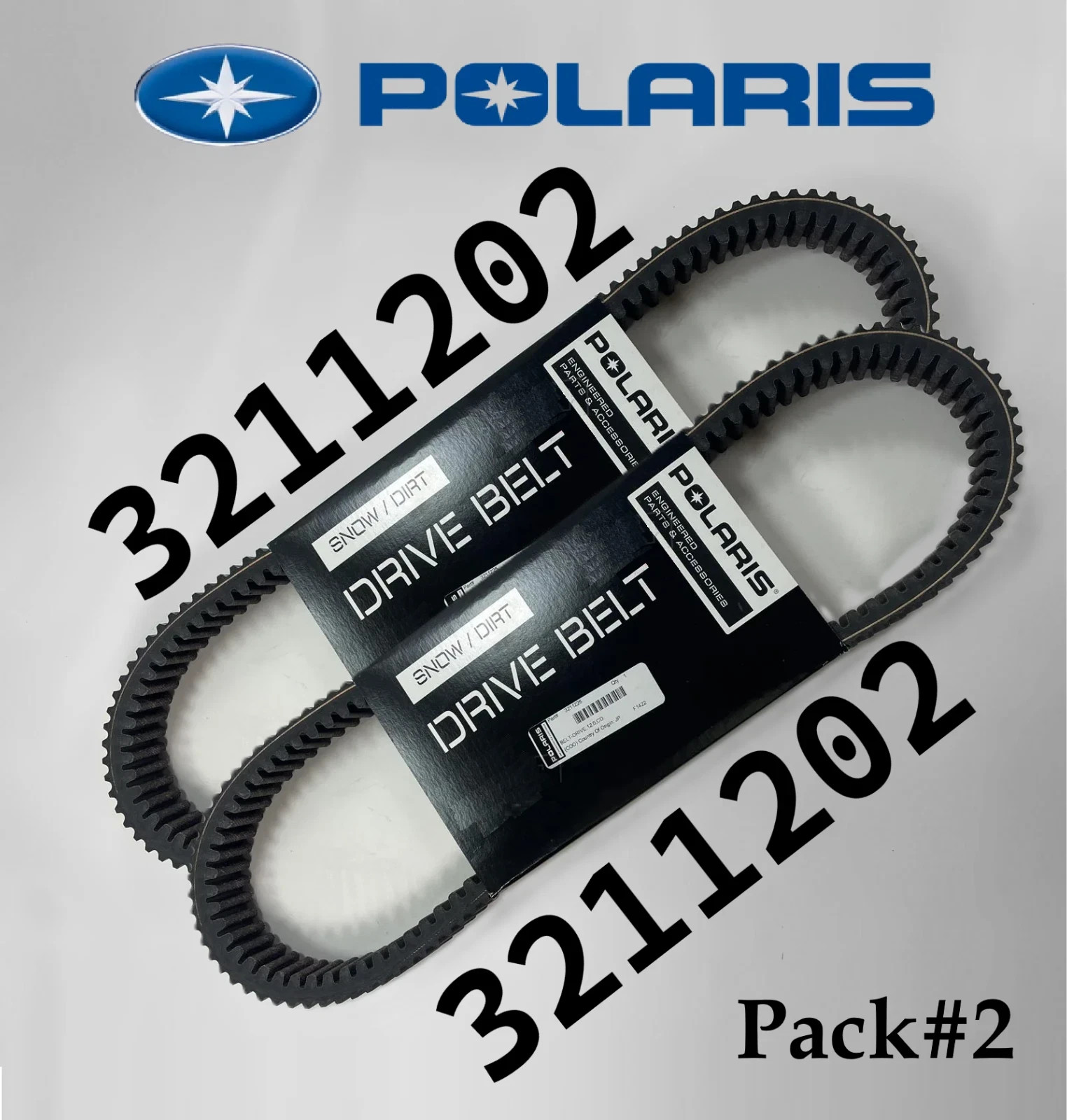 2 Pack Drive Belt of Polaris RZR 3211202 for Turbo S, Turbo S 4, Turbo R, XP