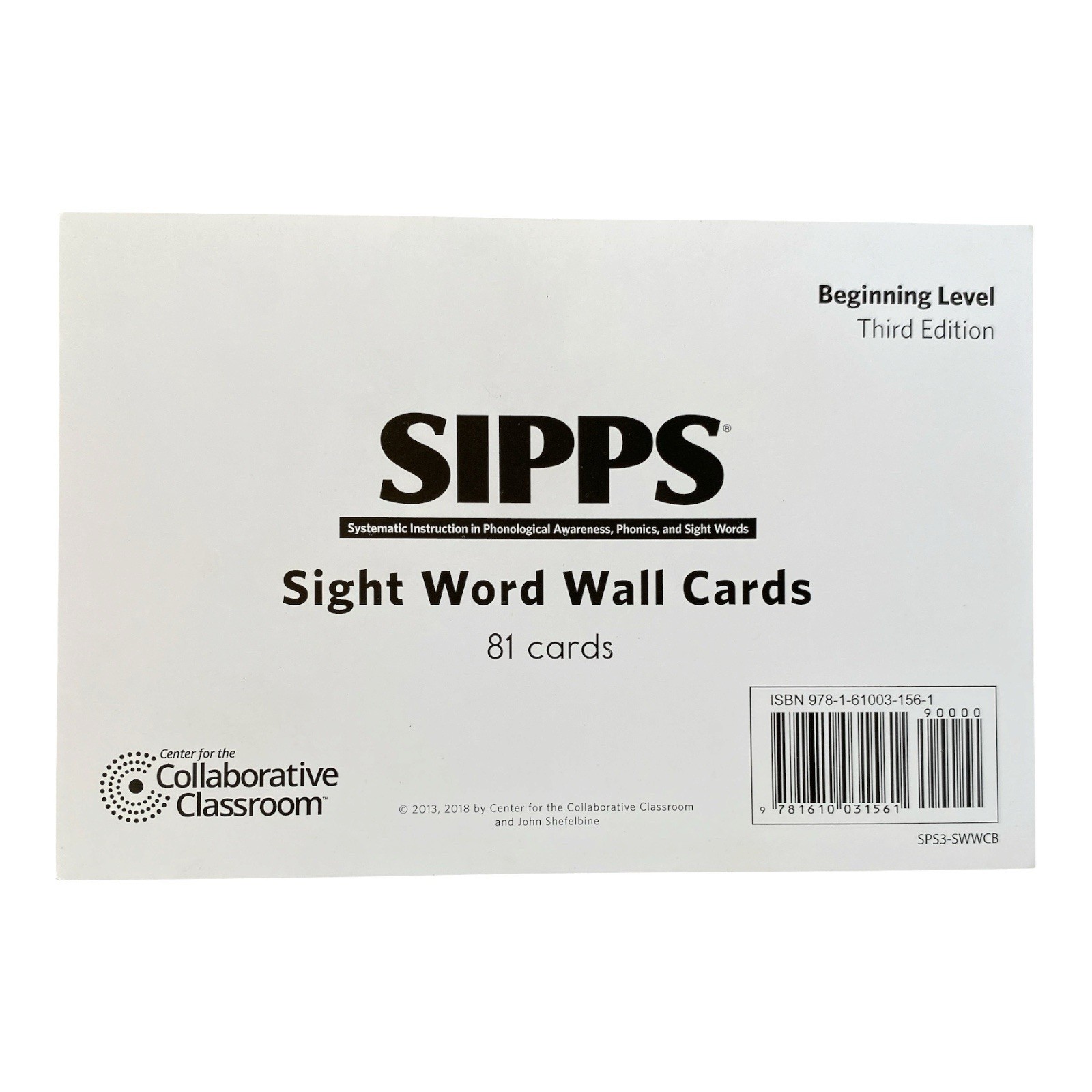SIPPS Beginning Level 3rd Edition Sight Word Wall Cards 81 Cards 9781610031561