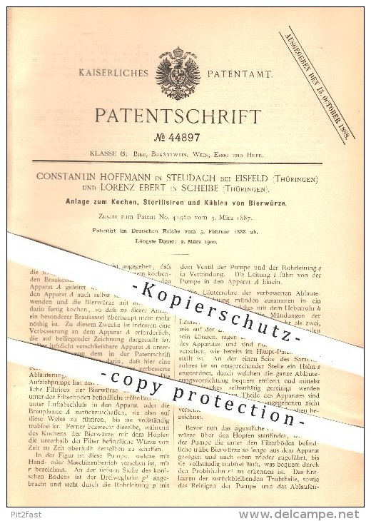 Original Patent - C. Hoffmann in Steudach & L. Ebert, Disc, 1888, Cooking, Original Patent - C. Hoffmann in Steudach & L. Ebert, Disc, 1888, Cooking,