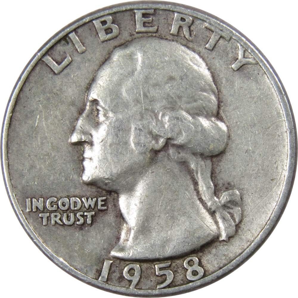 1958 D Washington Silver Quarter Circulated 25c Coin Collectible