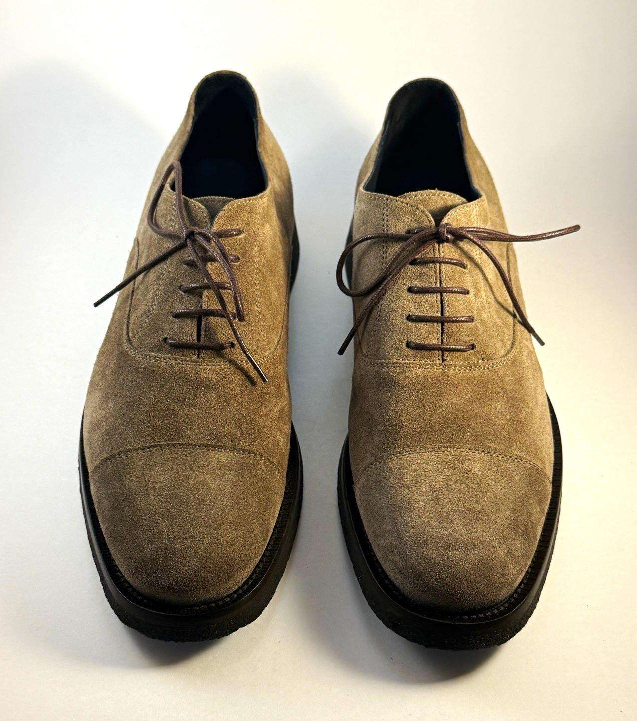 Paul Stuart Brown/Taupe Suede Cap-Toe Oxford Size 9M Made in Italy, Unworn 