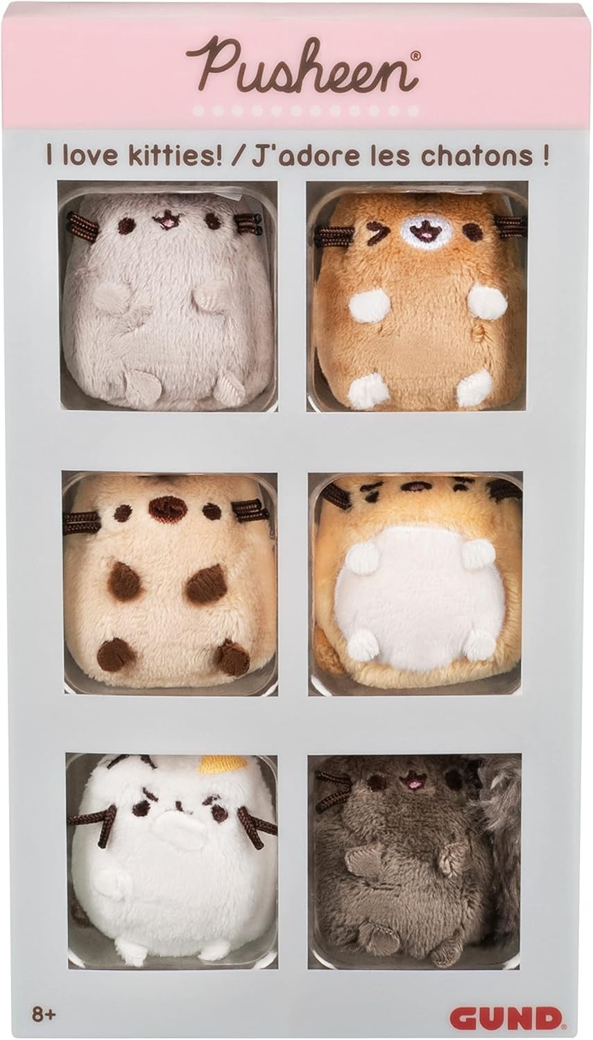 GUND Pusheen Comic Collector I Love Kitties Set of 6 Plush Stuffed Animal Cats,