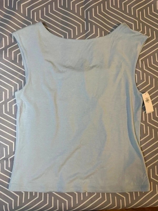 Old Navy Medium Light Blue Cropped Open Back Tie Top NWT