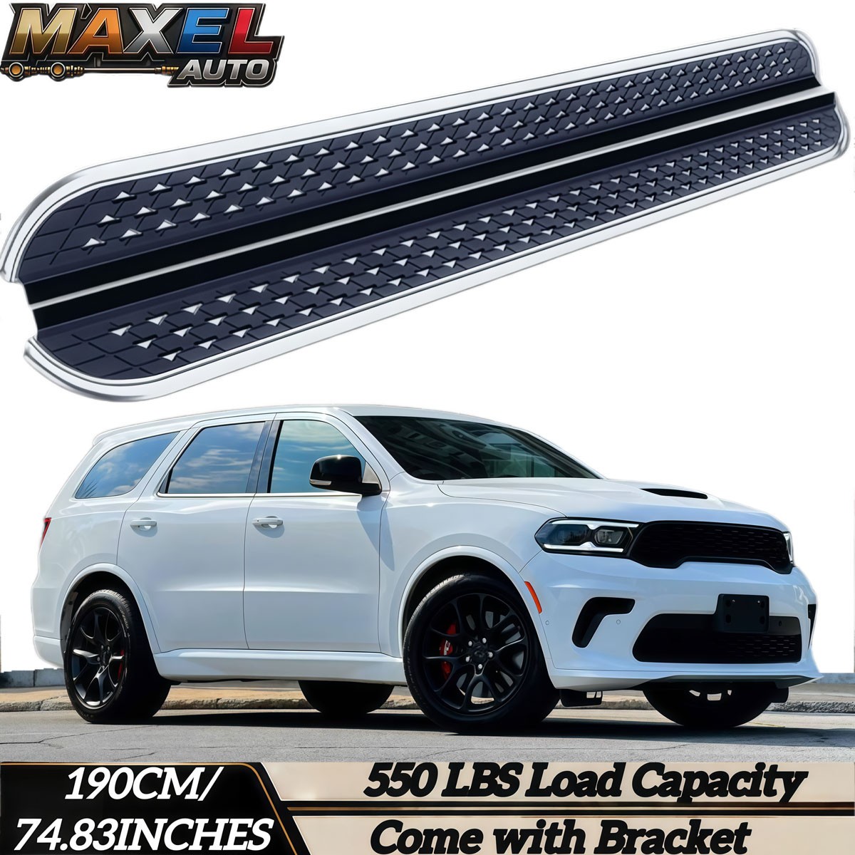 550LBS Alu Running Boards Side Steps Fits for Dodge Durango 2011-2025 Pedal
