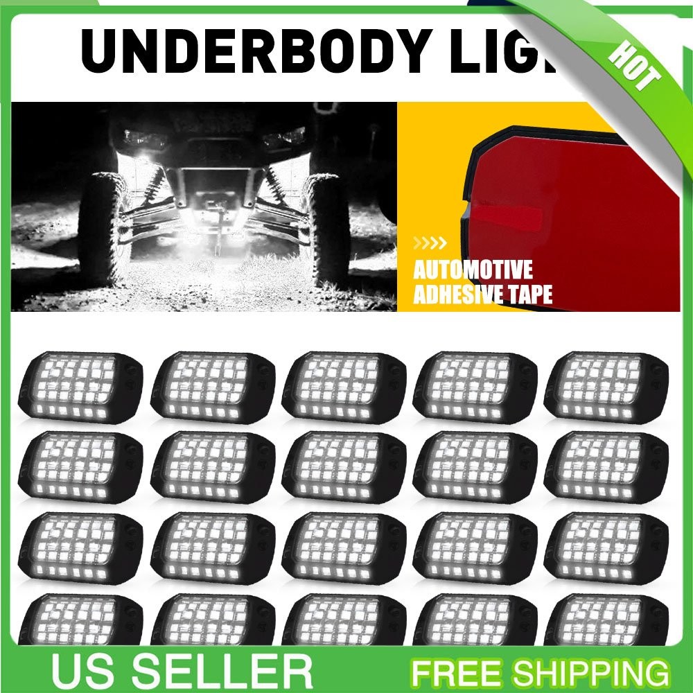 20x Pure White LED Rock Lights Underbody Glow Lamp for Offroad SUV Pickup Truck