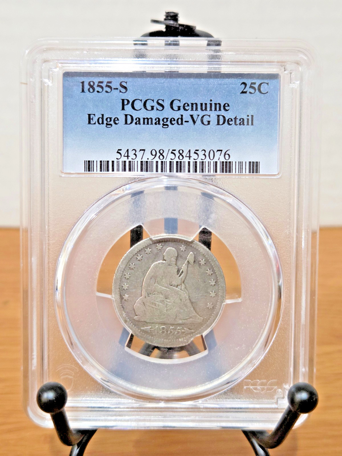 1855-S Liberty Seated Quarter PCGS Edge Damage VG Details #58453076 1855-S Liberty Seated Quarter PCGS Edge Damage VG Details #58453076
