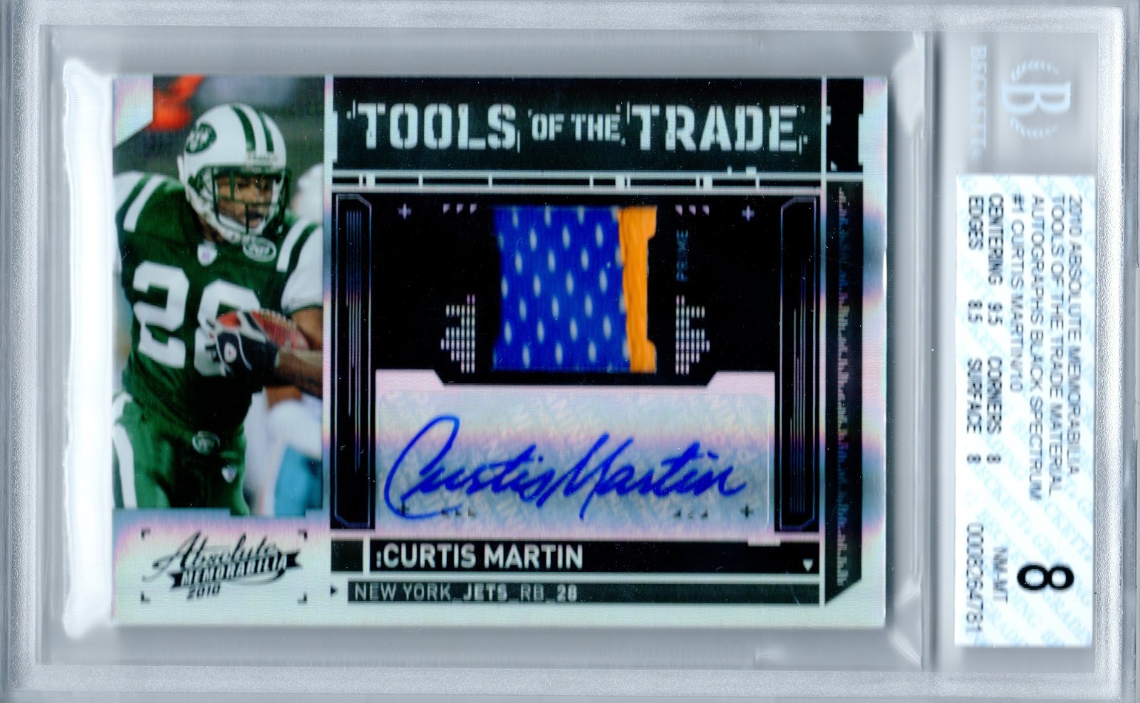 2010 Absolute Tools of the Trade Curtis Martin AUTO Prime Patch /10 BGS 8 Jets