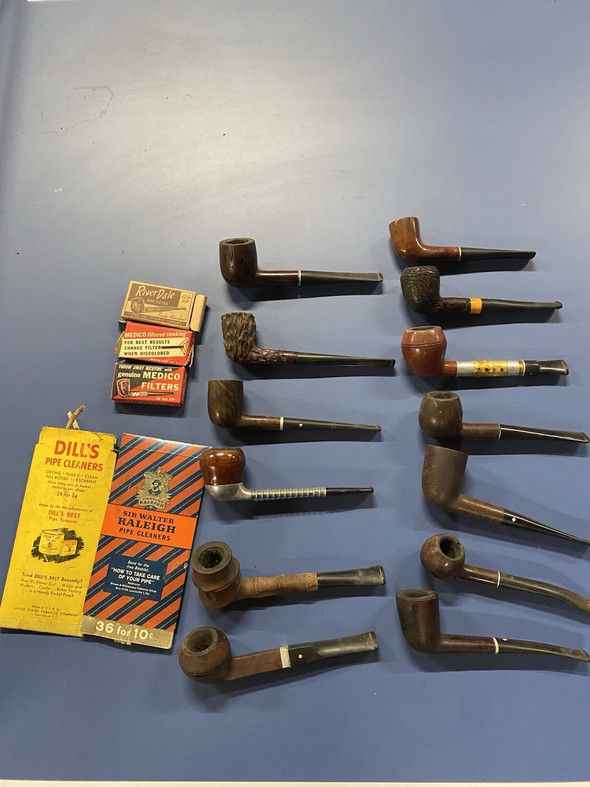 Lot of Vintage Briar Estate Pipes Grabow, WDC, River Dale, Bamboo, Misc Lot of Vintage Briar Estate Pipes Grabow, WDC, River Dale, Bamboo, Misc