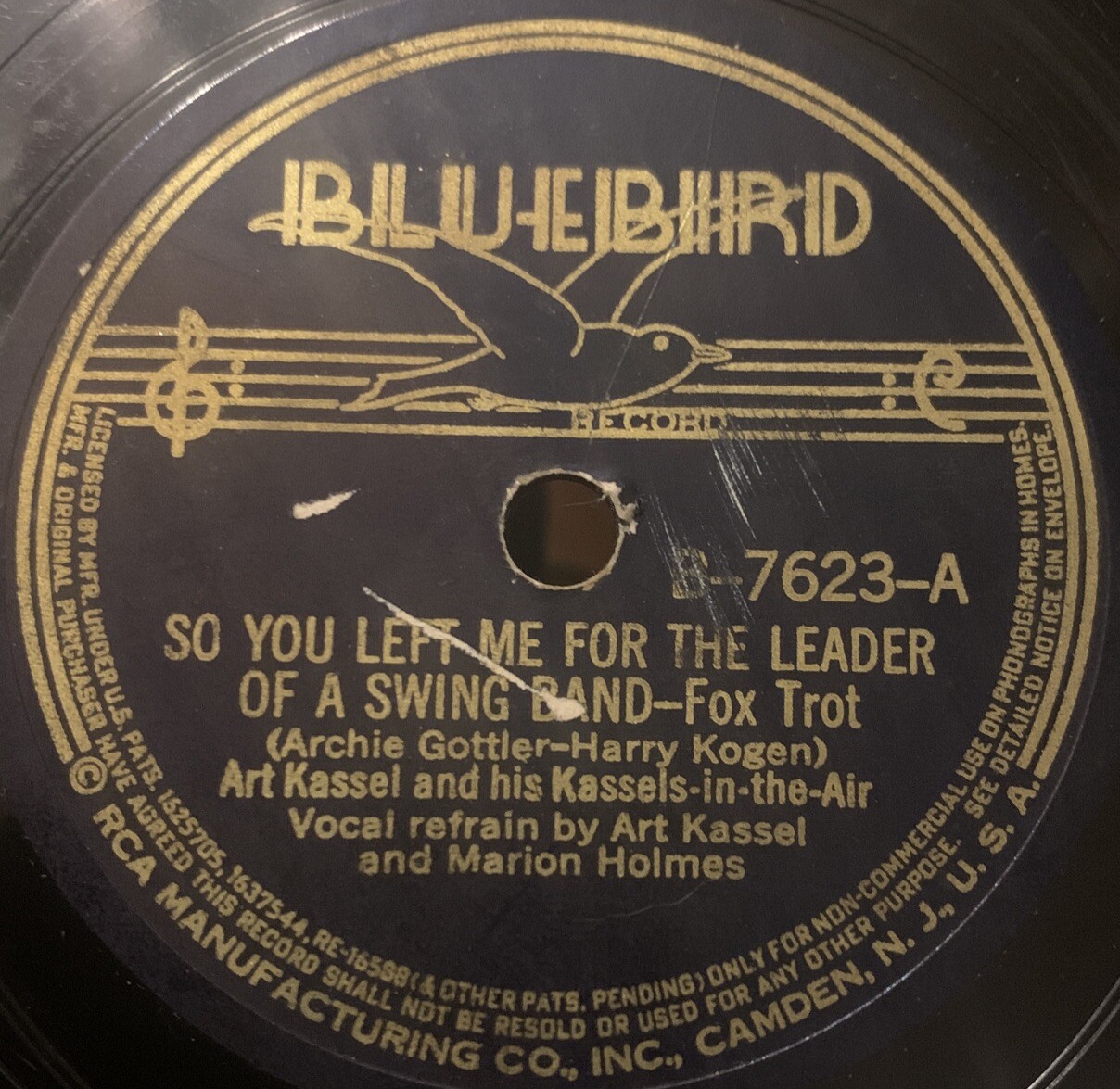 Art Kassel - So You Left Me For The Leader Of A Swing Band - Bluebird B-7623 EX
