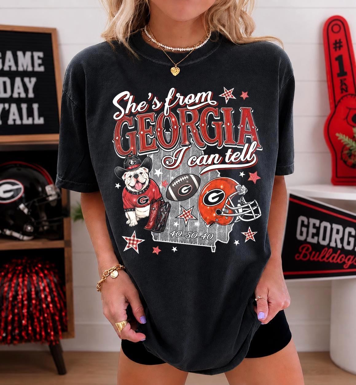 Shes From Georgia I Can Tell Georgia Football Red Blue Fan Shirt Sweatshirt