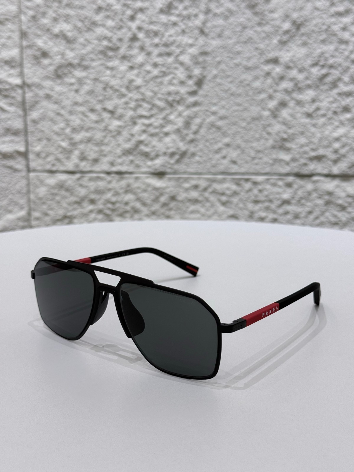 PRADA SPS B51S Sunglasses Black Sport Aviator Dark Gray Lens 56-17-145MM - NWB