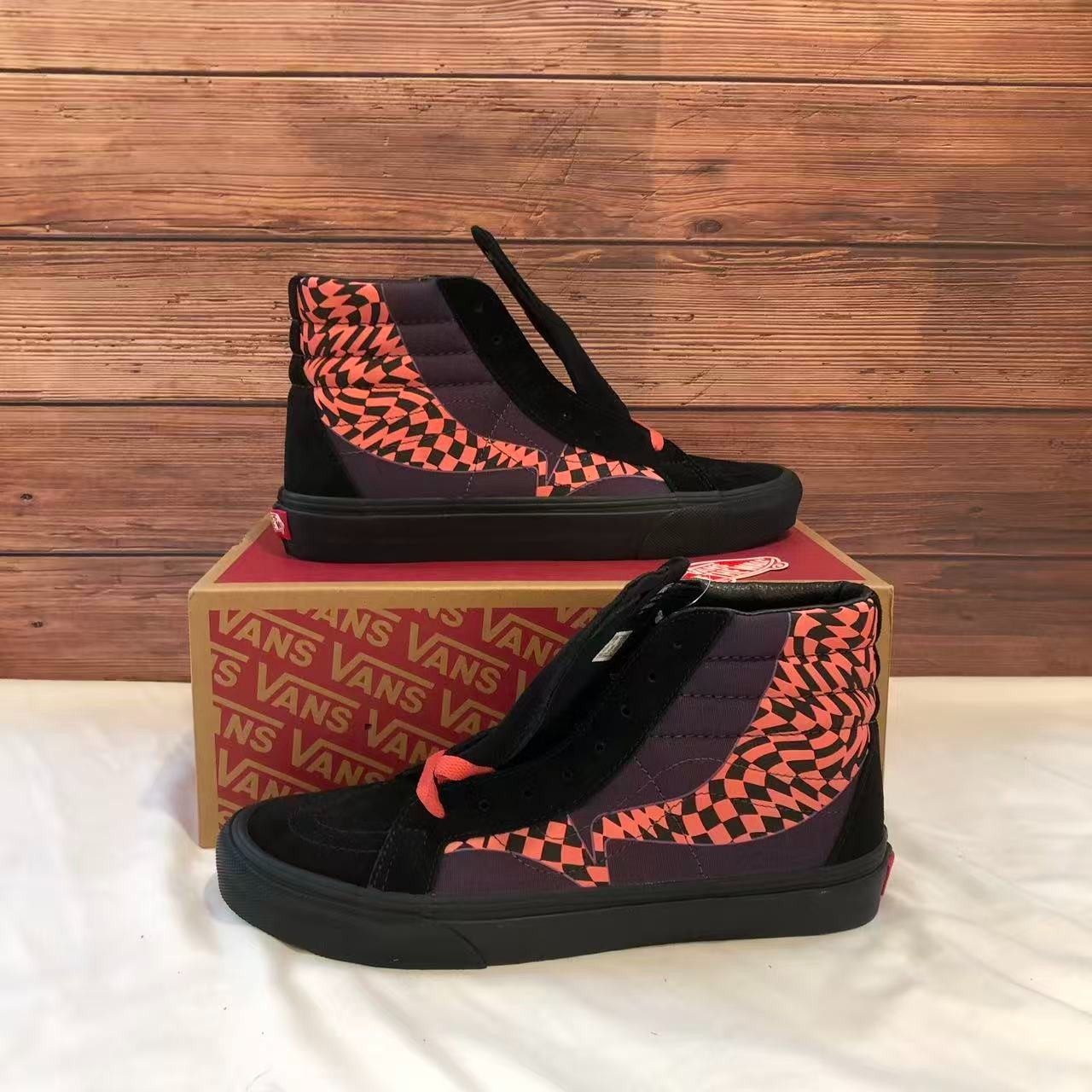 Vans-SK8-HI Reissue \'Warp - Black Paprika\' Men\'s Shoes VN0A4U3D23Z Vans-SK8-HI Reissue \'Warp - Black Paprika\' Men\'s Shoes VN0A4U3D23Z