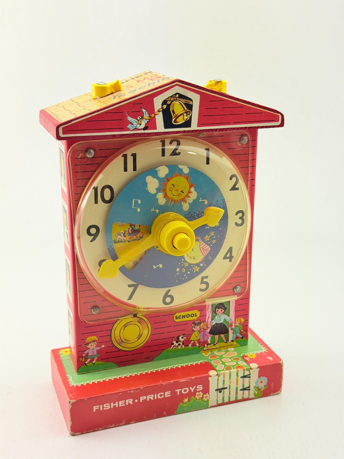 Vintage 1968 Fisher Price Music Box Teaching Clock No 998 Working Read Condition