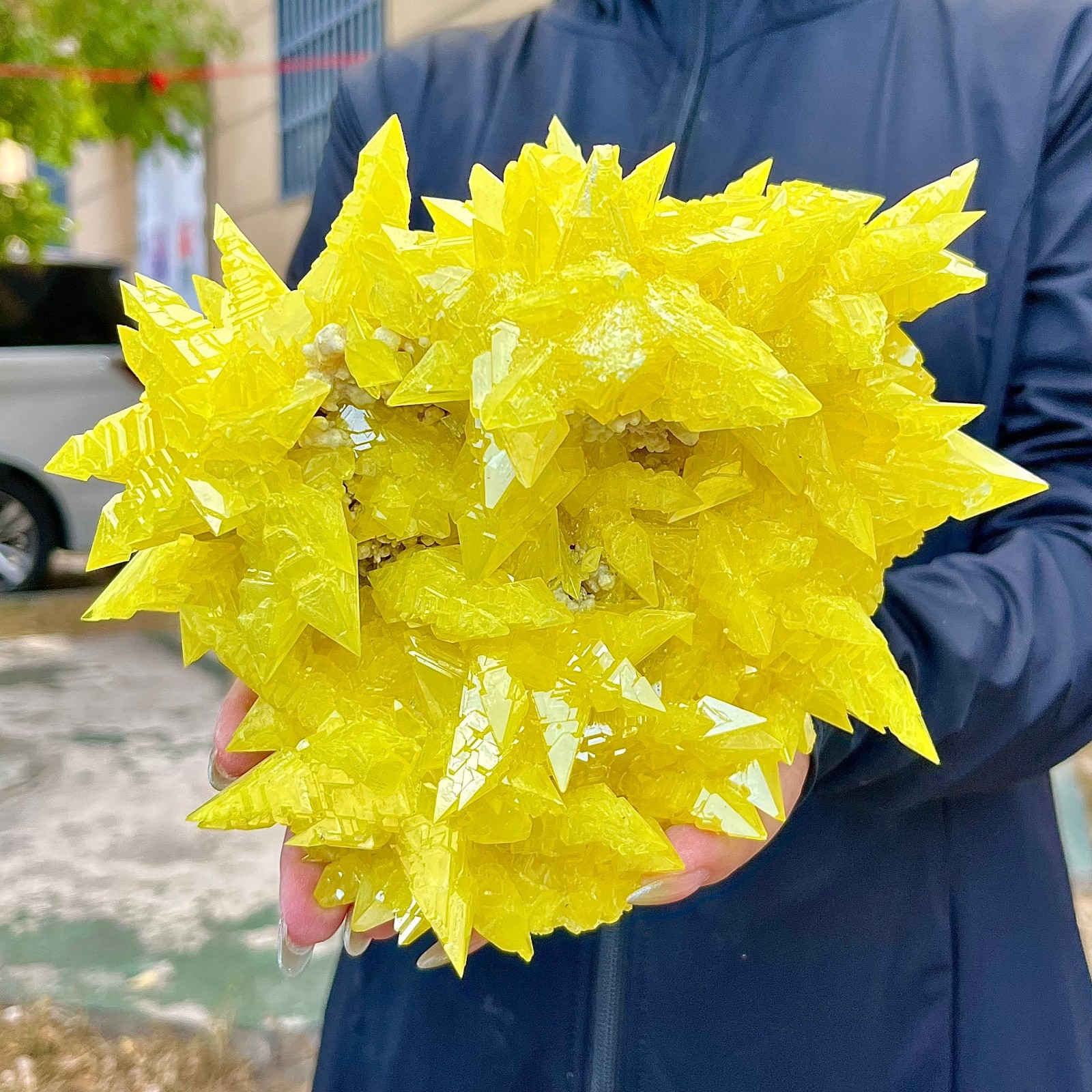 4.27LB   Rare yellow sulfur quartz crystal mineral specimen