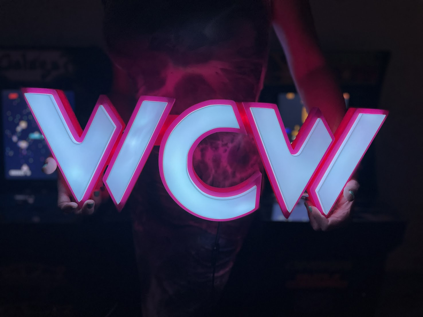 WCW WORLD CHAMPIONSHIP WRESTLING WALL HANGING SIGN, FULL RGB LIT, HUGE 24\