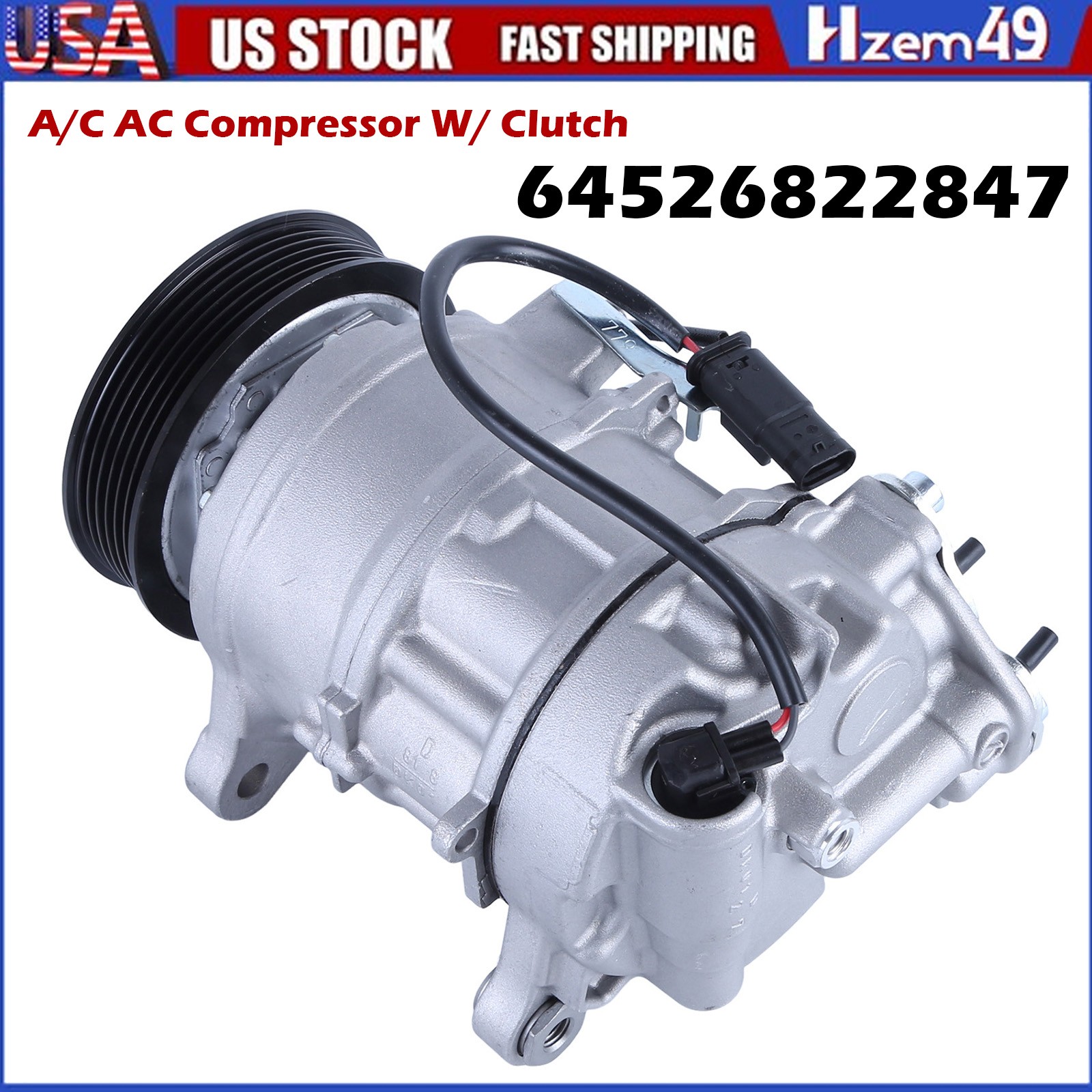 A/C AC Compressor W/ Clutch for BMW 530i X5 740i X6 X7 840i xDrive 3.0L 17-23 US