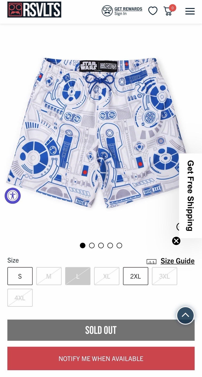RSVLTS Star Wars R2 Deconstructed Men\'s Large SHORTS *Sold Out Online- NWT